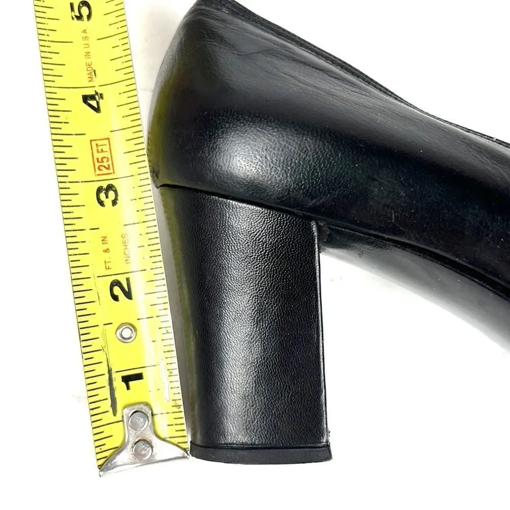 Black Leather Italian made Pumps Heels LA SFINGE by Vittorio De Maio size 9,5